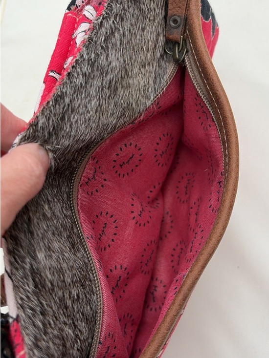 Myra Bag Red Floral Crossbody with Fur Accent - Picture 5 of 7